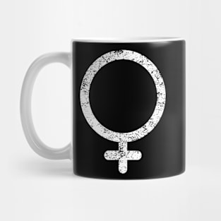 Distressed Feminist/Woman Symbol - White Mug